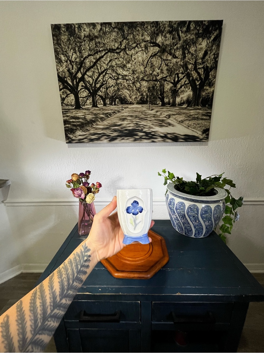 vintage mid-century ceramic bud vase distributed by Saturday Knight Ltd.